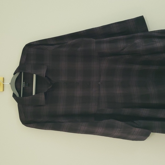Torrid Button Down Shirt Kimono 1X Black Gray Plaid Long Sleeve Pockets Layering - Picture 4 of 16